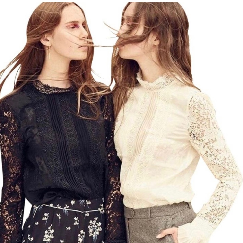 Erdem x H&M - Off White Lace & Silk Blouse